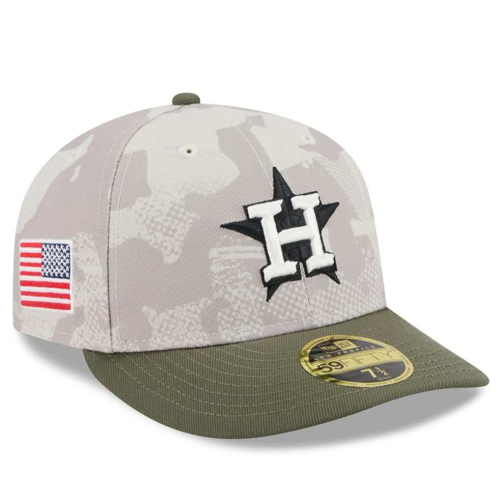 Houston Astros 2025 Armed Forces Day Low Profile 59FIFTY Fitted Hat - Light Beige/Olive | New Era