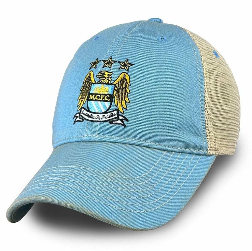 Manchester City 1863FC Retro Tea Washed Vintage Trucker Adjustable Hat / Soccer For sale