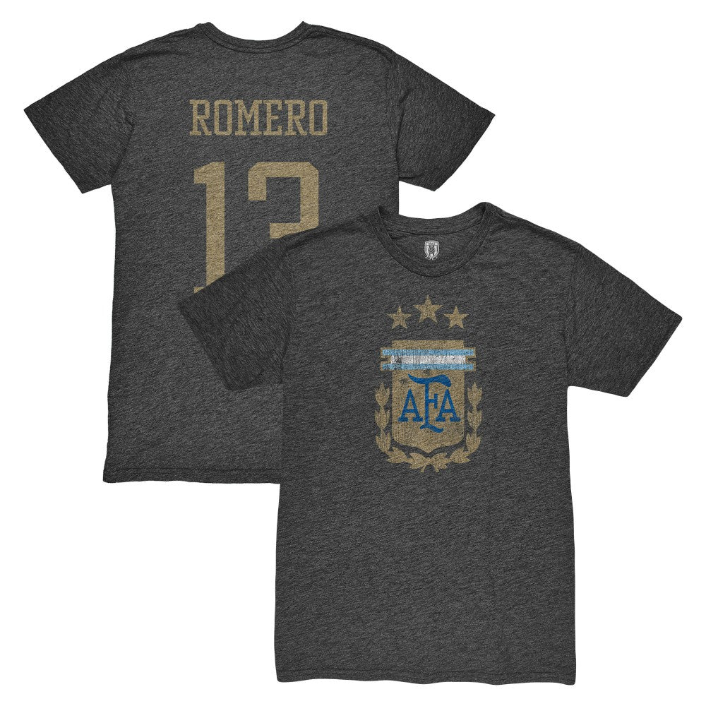 Cristian Romero Argentina National Team 1863FC Player Vintage Tri-Blend T-Shirt / Soccer Sale