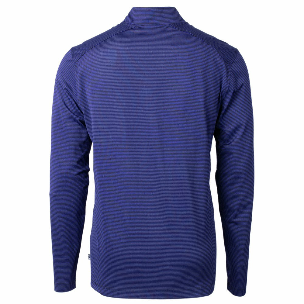 Kansas City Royals Cutter & Buck Big & Tall Virtue Eco Pique Micro Stripe Recycled Quarter-Zip Pullover Top - Blue