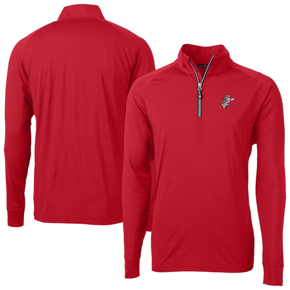 Cincinnati Reds Cutter & Buck Adapt Eco Knit Stretch Recycled Big & Tall Quarter-Zip Pullover Top - Red