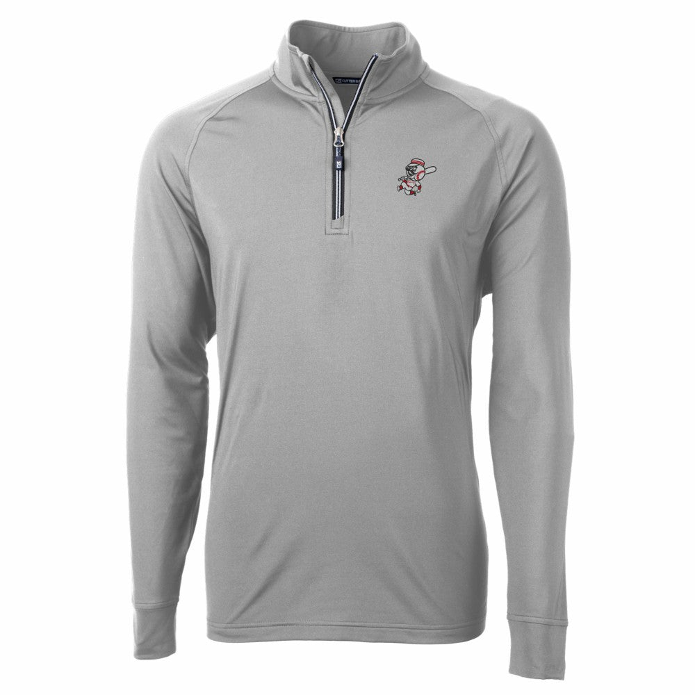 Cincinnati Reds Cutter & Buck Adapt Eco Knit Stretch Recycled Big & Tall Quarter-Zip Pullover Top - Gray