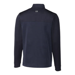 Detroit Tigers Cutter & Buck Big & Tall Traverse Stripe Stretch DryTec Quarter-Zip Top - Navy