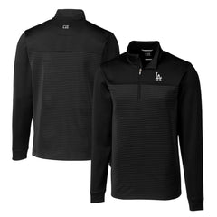 Los Angeles Dodgers Cutter & Buck Big & Tall Traverse Stripe Stretch DryTec Quarter-Zip Top - Black