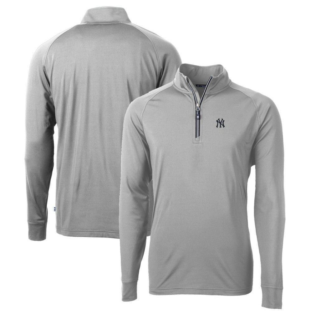 New York Yankees Cutter & Buck Big & Tall Adapt Eco Knit Stretch Recycled Quarter-Zip Pullover Top - Gray