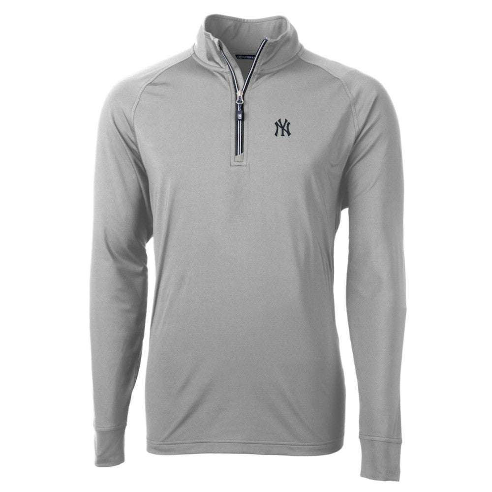 New York Yankees Cutter & Buck Big & Tall Adapt Eco Knit Stretch Recycled Quarter-Zip Pullover Top - Gray