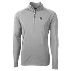 New York Yankees Cutter & Buck Big & Tall Adapt Eco Knit Stretch Recycled Quarter-Zip Pullover Top - Gray