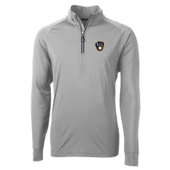Milwaukee Brewers Cutter & Buck Big & Tall Adapt Eco Knit Stretch Recycled Quarter-Zip Pullover Top - Gray