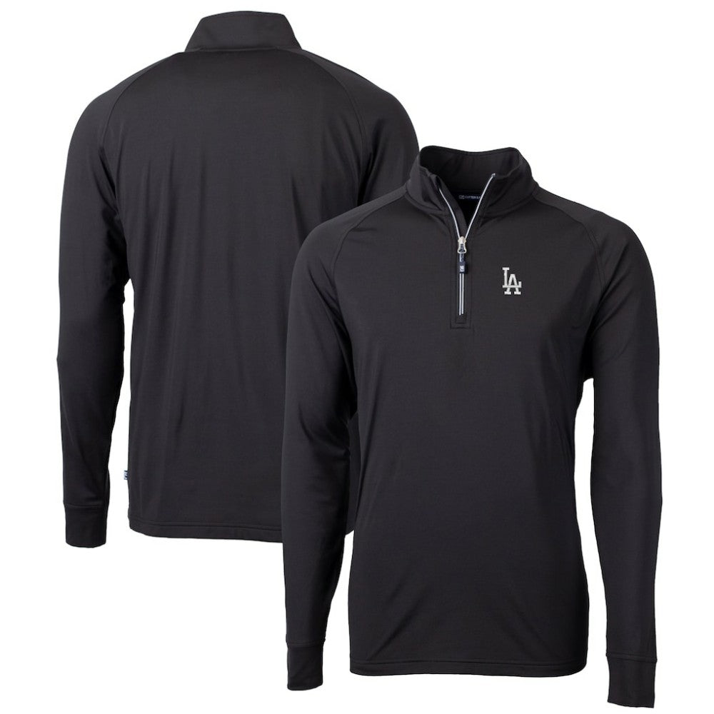 Los Angeles Dodgers Cutter & Buck Big & Tall Adapt Eco Knit Stretch Recycled Quarter-Zip Pullover Top - Black
