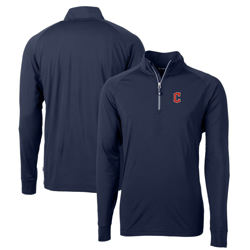 Cleveland Guardians Cutter & Buck Big & Tall Adapt Eco Knit Stretch Recycled Quarter-Zip Pullover Top - Navy