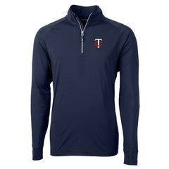 Minnesota Twins Cutter & Buck Big & Tall Adapt Eco Knit Stretch Recycled Quarter-Zip Pullover Top - Navy