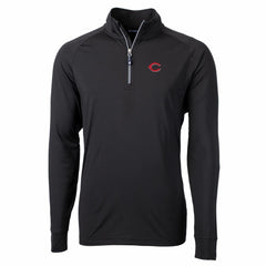 Cincinnati Reds Cutter & Buck Big & Tall Adapt Eco Knit Stretch Recycled Quarter-Zip Pullover Top - Black