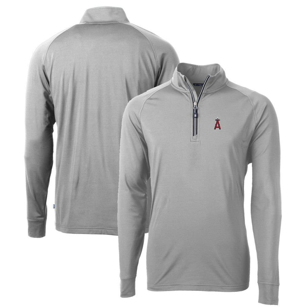 Los Angeles Angels Cutter & Buck Big & Tall Adapt Eco Knit Stretch Recycled Quarter-Zip Pullover Top - Gray