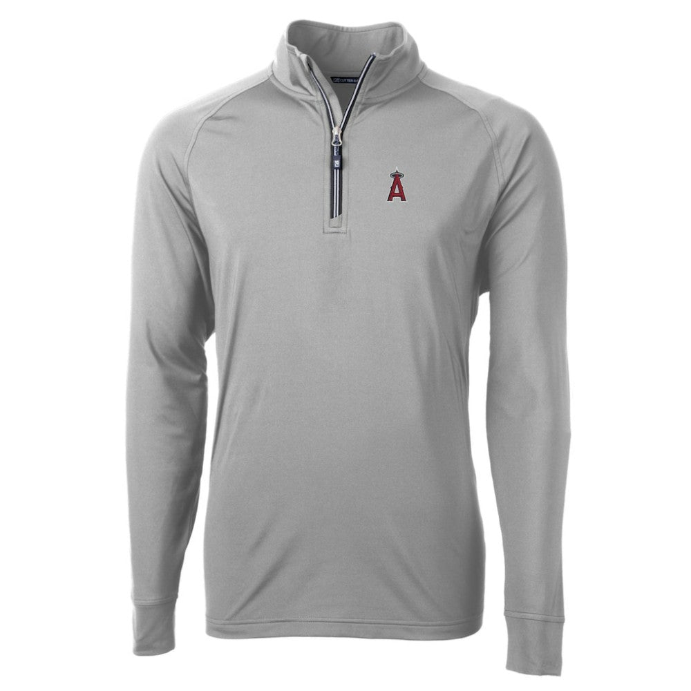 Los Angeles Angels Cutter & Buck Big & Tall Adapt Eco Knit Stretch Recycled Quarter-Zip Pullover Top - Gray