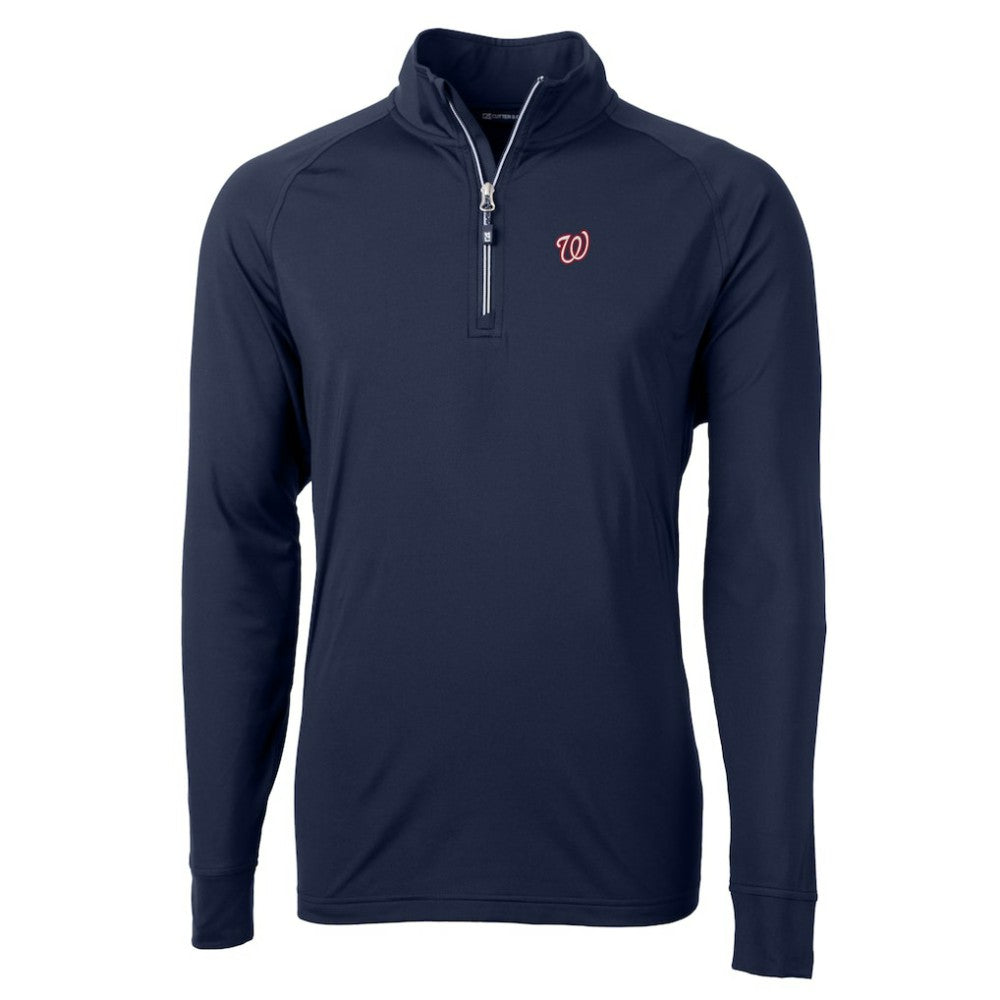 Washington Nationals Cutter & Buck Big & Tall Adapt Eco Knit Stretch Recycled Quarter-Zip Pullover Top - Navy