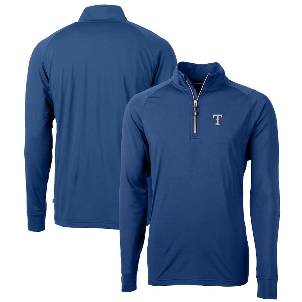 Texas Rangers Cutter & Buck Big & Tall Adapt Eco Knit Stretch Recycled Quarter-Zip Pullover Top - Blue