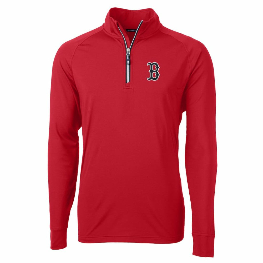 Boston Red Sox Cutter & Buck Big & Tall Adapt Eco Knit Stretch Recycled Quarter-Zip Pullover Top - Red