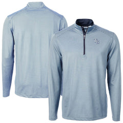 Tampa Bay Rays Cutter & Buck Virtue Eco Pique Micro Stripe Recycled Quarter-Zip Pullover Top - Light Blue