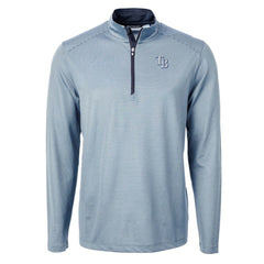 Tampa Bay Rays Cutter & Buck Virtue Eco Pique Micro Stripe Recycled Quarter-Zip Pullover Top - Light Blue