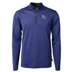 Kansas City Royals Cutter & Buck Virtue Eco Pique Micro Stripe Recycled Quarter-Zip Pullover Top - Royal