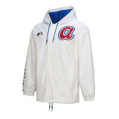 Atlanta Braves Vintage Full-Snap Hooded Coaches Jacket - White | Mitchell & Ness