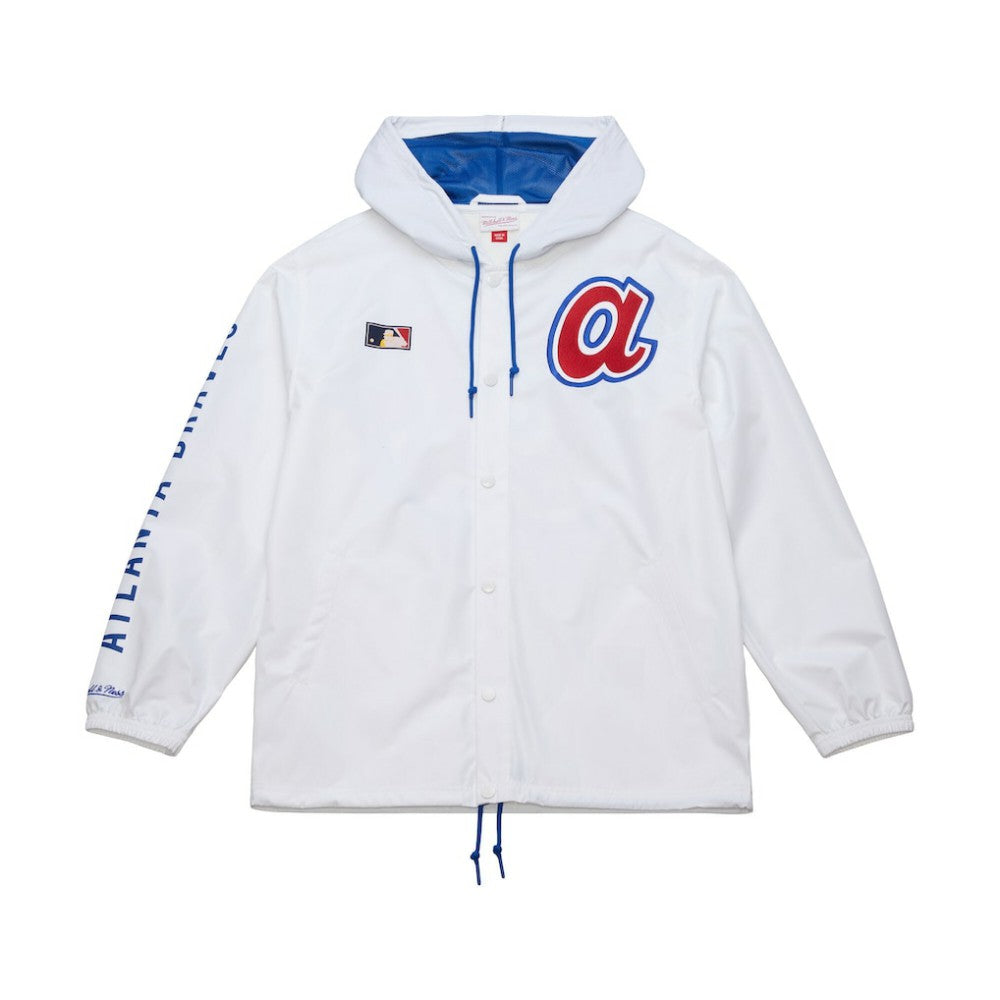 Atlanta Braves Vintage Full-Snap Hooded Coaches Jacket - White | Mitchell & Ness