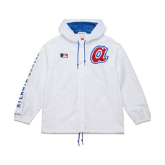 Atlanta Braves Vintage Full-Snap Hooded Coaches Jacket - White | Mitchell & Ness