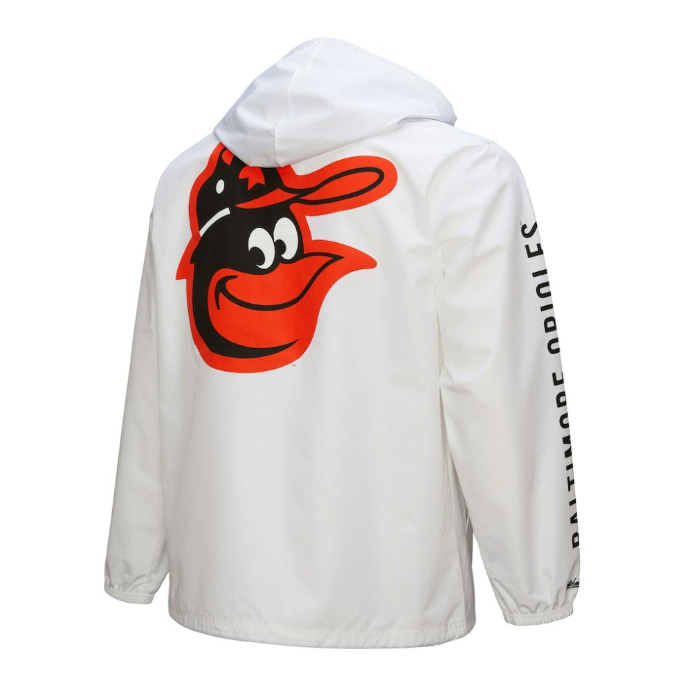 Baltimore Orioles Vintage Full-Snap Hooded Coaches Jacket - White | Mitchell & Ness