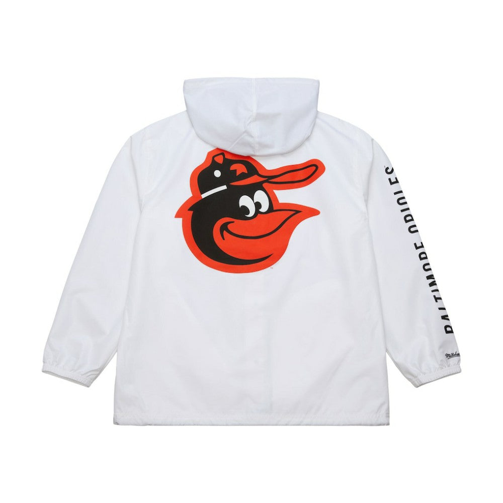 Baltimore Orioles Vintage Full-Snap Hooded Coaches Jacket - White | Mitchell & Ness