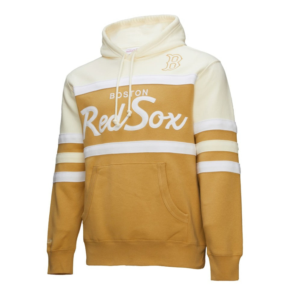 Boston Red Sox Head Coach Pullover Hoodie - Tan/Cream | Mitchell & Ness