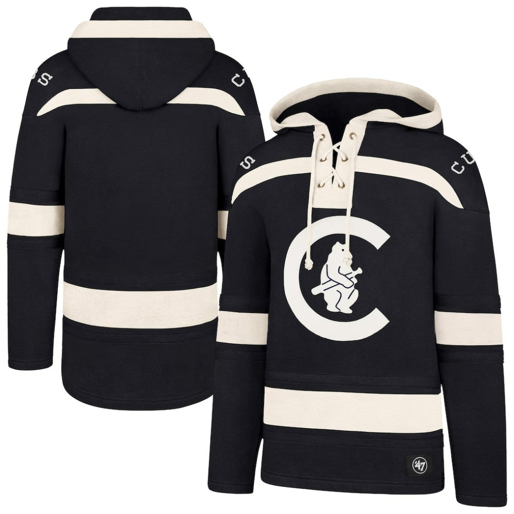 Chicago Cubs Superior Lacer Pullover Hoodie - Navy | 47 brand