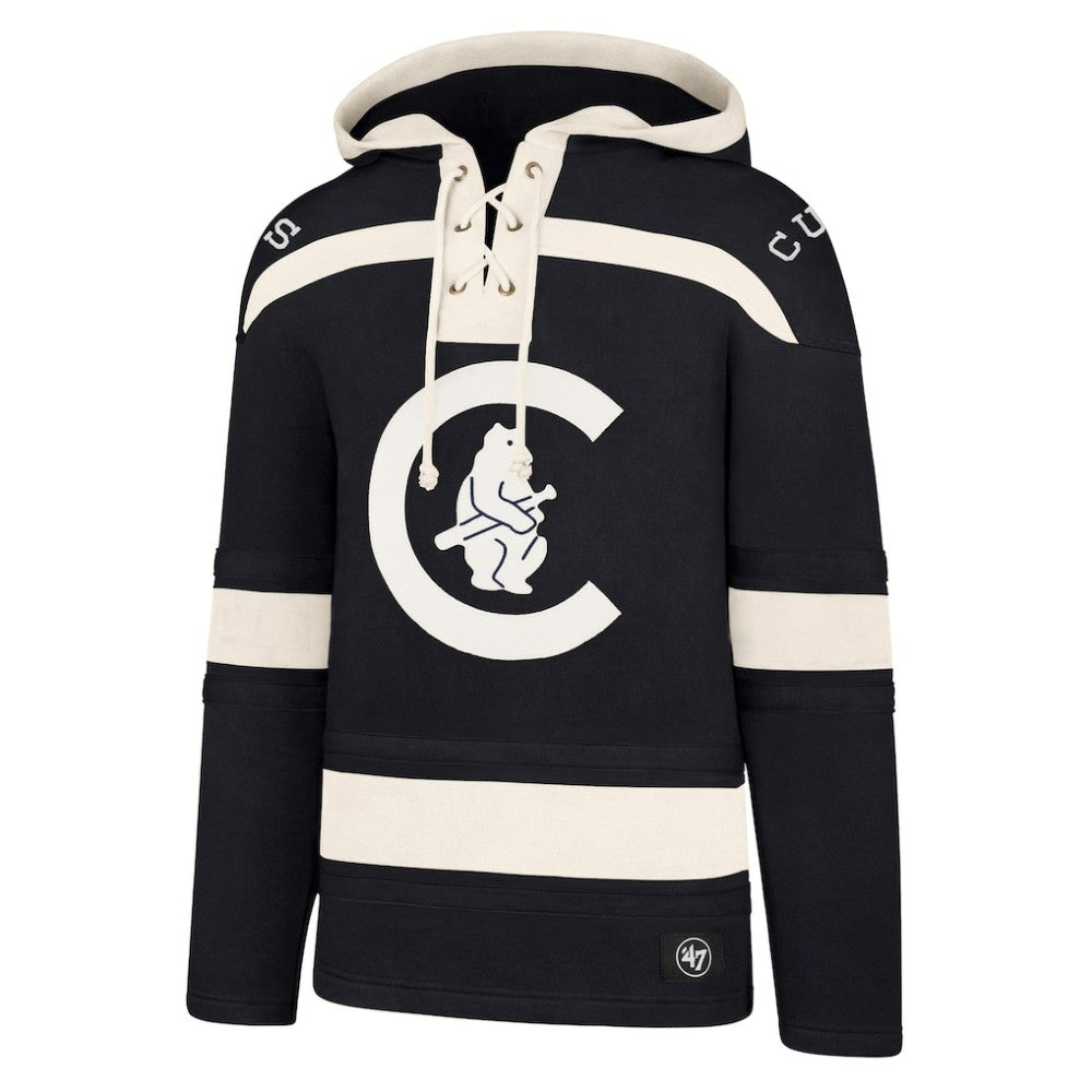 Chicago Cubs Superior Lacer Pullover Hoodie - Navy | 47 brand
