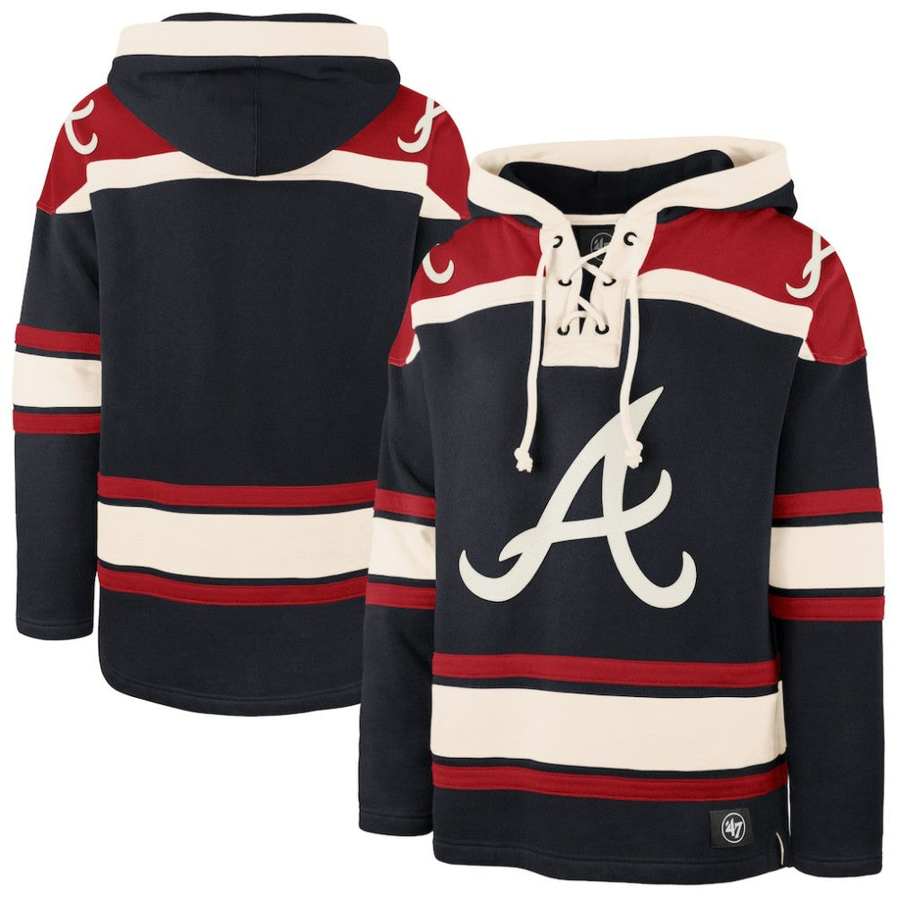 Atlanta Braves Superior Lacer Pullover Hoodie - Navy | 47 brand