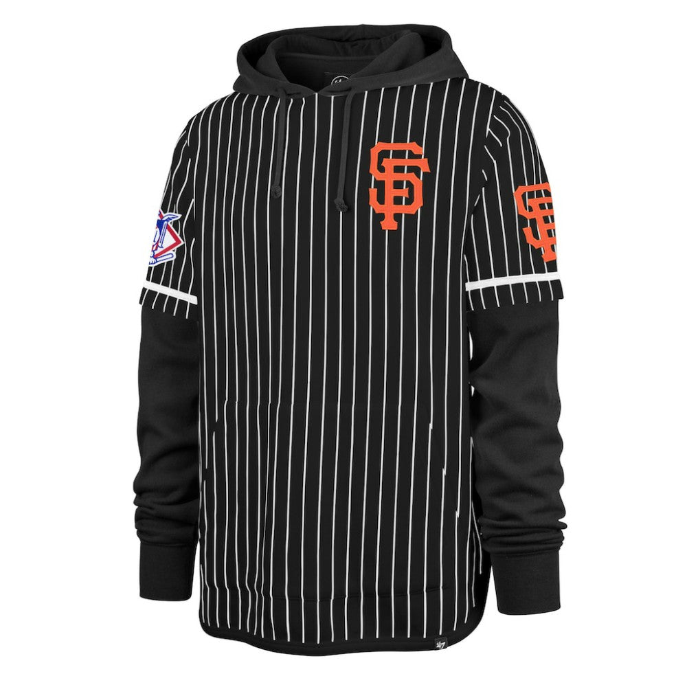 San Francisco Giants Pinstripe Double Header Pullover Hoodie - Black | 47 brand