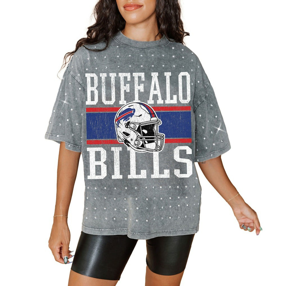 NFL Buffalo Bills Gameday Couture Women's Oversized Mini Rhinestone Classic T-Shirt