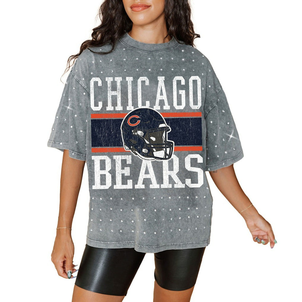 NFL Chicago Bears Gameday Couture Women's Oversized Mini Rhinestone Classic T-Shirt
