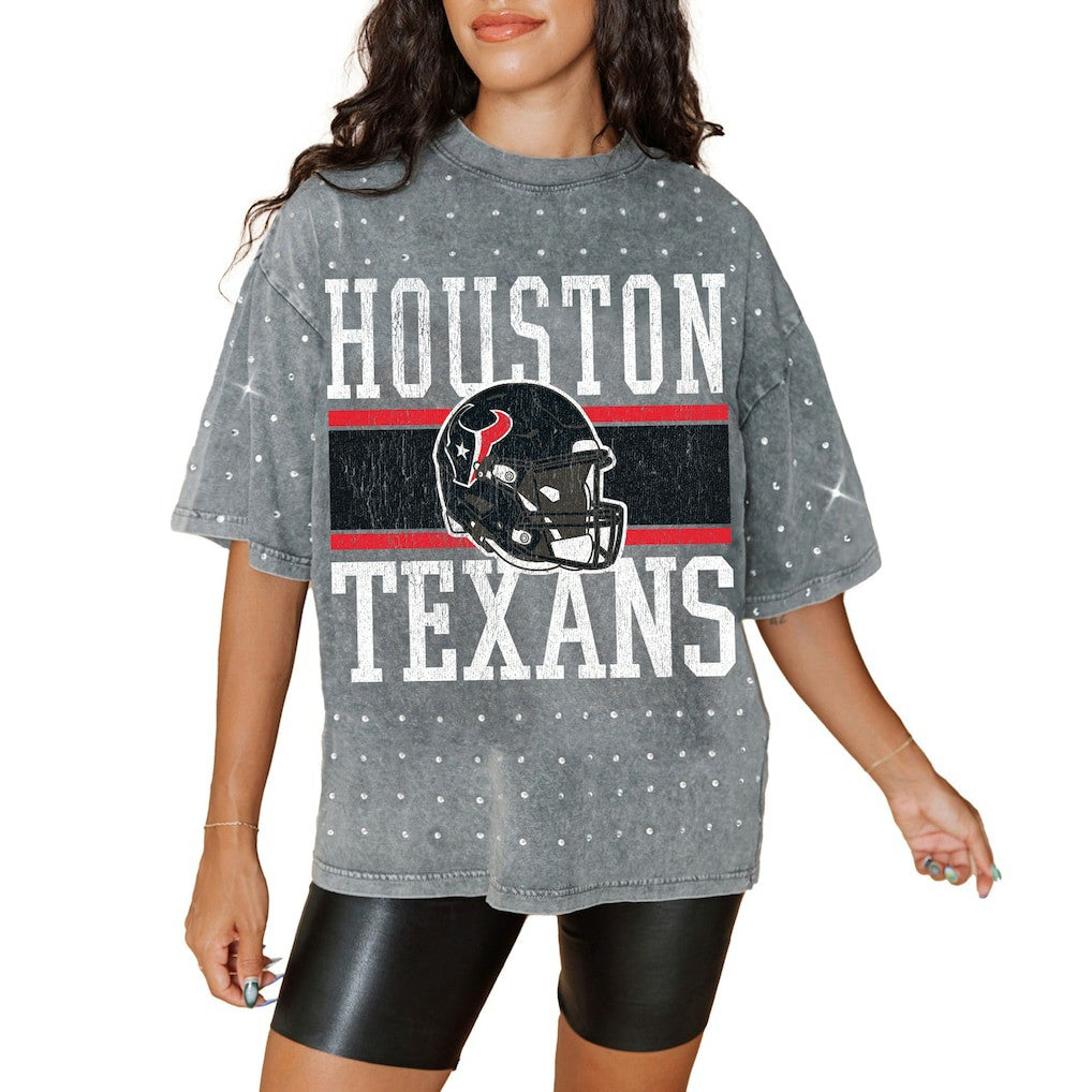 NFL Houston Texans Gameday Couture Women's Oversized Mini Rhinestone Classic T-Shirt