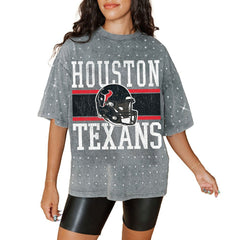 NFL Houston Texans Gameday Couture Women's Oversized Mini Rhinestone Classic T-Shirt