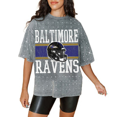 NFL Baltimore Ravens Gameday Couture Women's Oversized Mini Rhinestone Classic T-Shirt