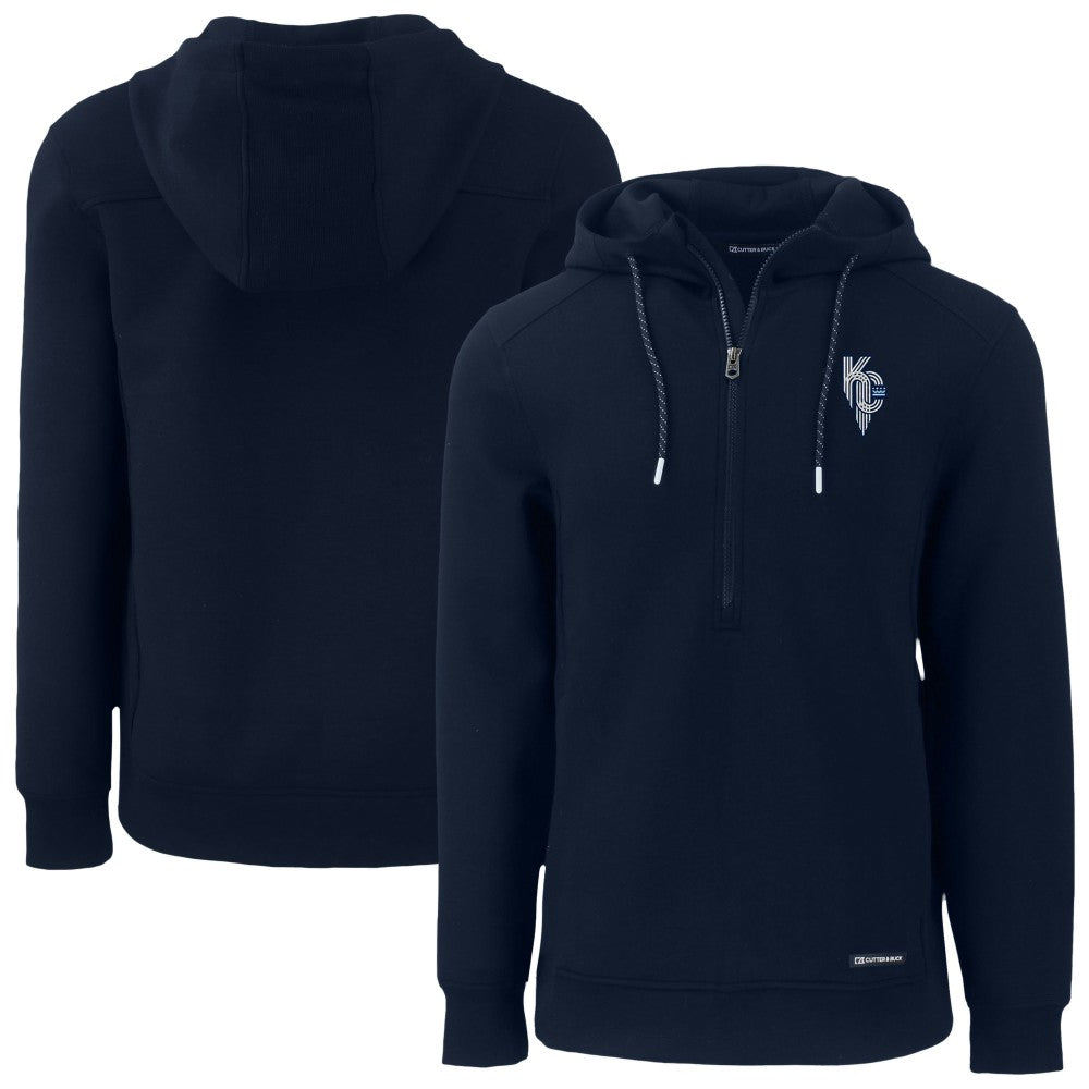 Kansas City Royals Cutter & Buck Roam Eco Recycled Half-Zip Pullover Hoodie - Navy