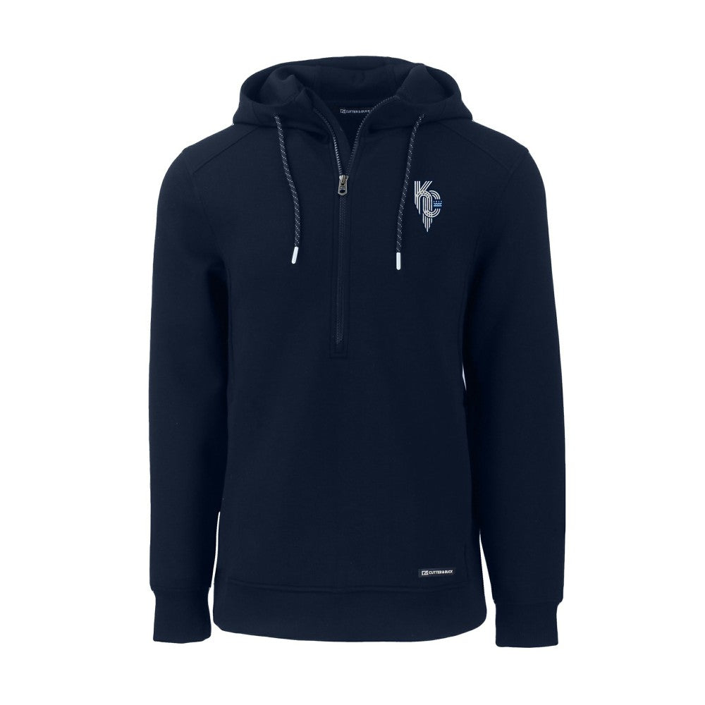 Kansas City Royals Cutter & Buck Roam Eco Recycled Half-Zip Pullover Hoodie - Navy