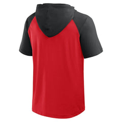 New Jersey Devils Logo Athletic Prime Raglan Short Sleeve Pullover Hoodie