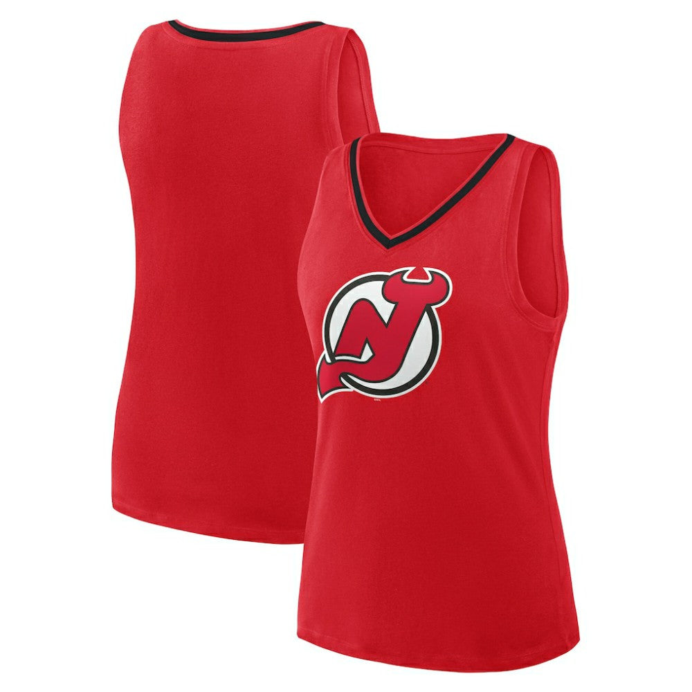 New Jersey Devils Logo Athletic Women's Stellar Win V-Neck Tank Top