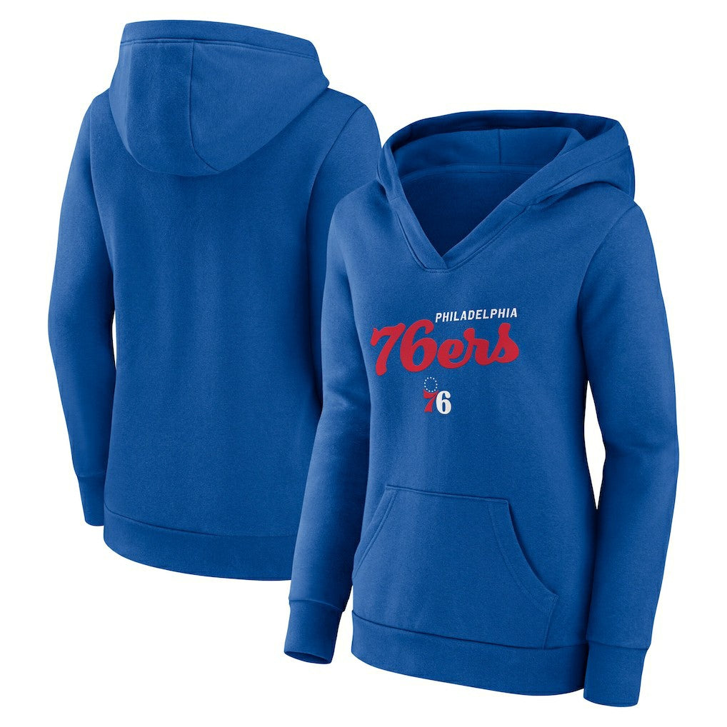 Philadelphia 76ers Logo Athletic Women's Triumphant V-Neck Pullover Hoodie - Royal sale