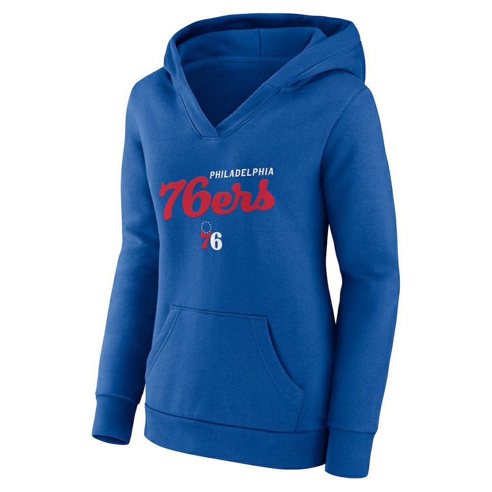 Philadelphia 76ers Logo Athletic Women's Triumphant V-Neck Pullover Hoodie - Royal sale