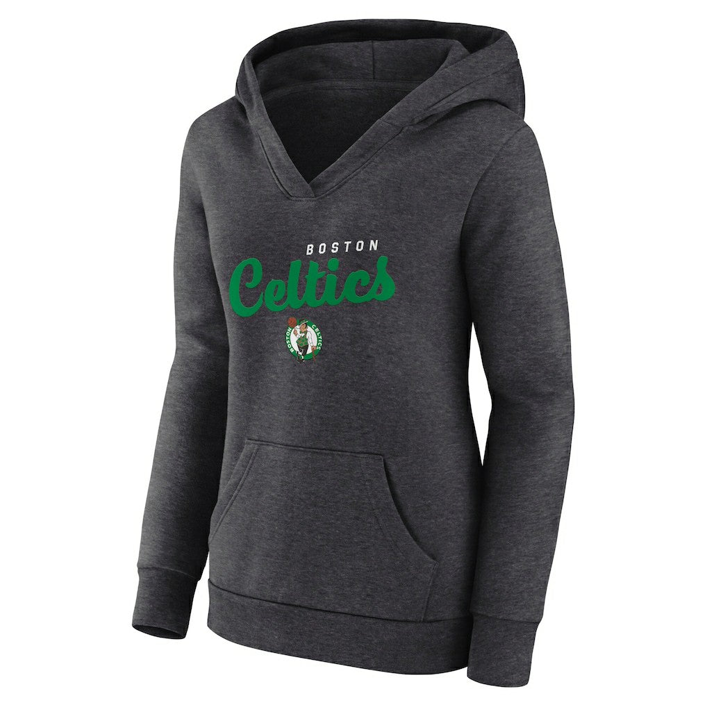 Boston Celtics Logo Athletic Women's Triumphant V-Neck Pullover Hoodie - Heather Charcoal discount