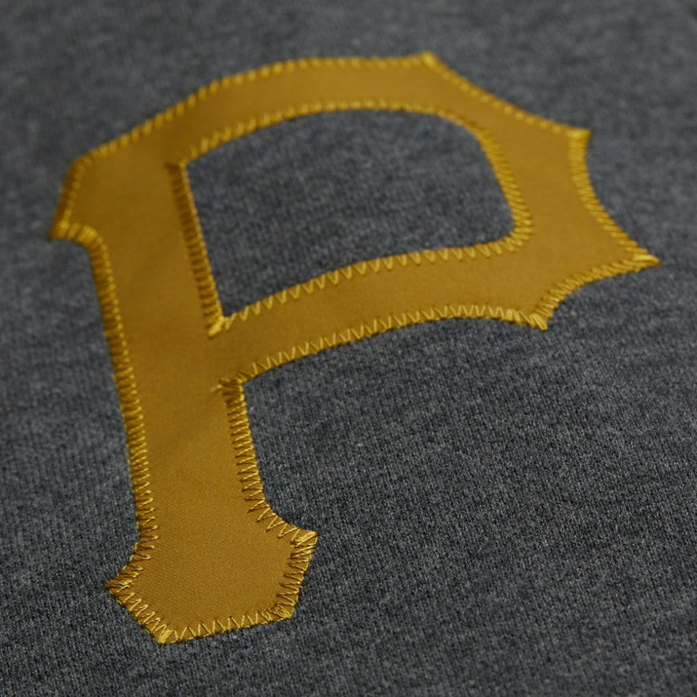 Roberto Clemente Pittsburgh Pirates Legends Collection Vintage Logo Name & Number Fleece Pullover Sweatshirt - Heather Charcoal | Mitchell & Ness