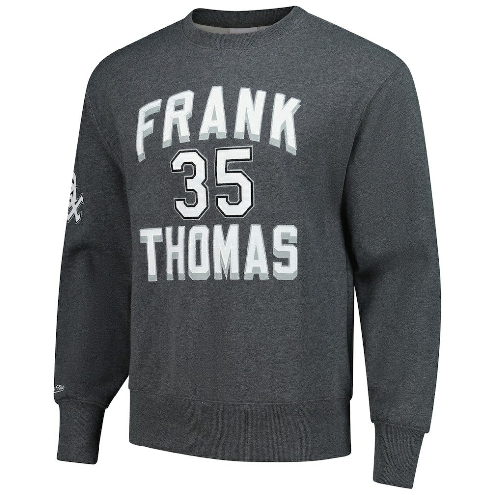 Frank Thomas Chicago White Sox Legends Collection Vintage Logo Name & Number Fleece Pullover Sweatshirt - Heather Charcoal | Mitchell & Ness