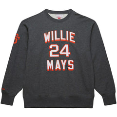 Willie Mays San Francisco Giants Legends Collection Vintage Logo Name & Number Fleece Pullover Sweatshirt - Heather Charcoal | Mitchell & Ness