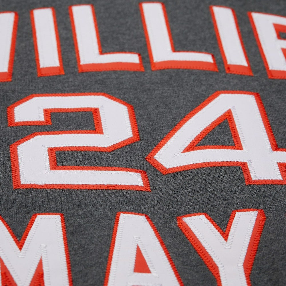 Willie Mays San Francisco Giants Legends Collection Vintage Logo Name & Number Fleece Pullover Sweatshirt - Heather Charcoal | Mitchell & Ness
